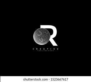 Letter R Abstract Circle Globe Lines Logotype