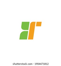 letter r abstract leaf green geometric logo vector