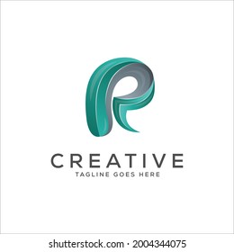 Letter r abstract logo template, Letter r colorful logo design