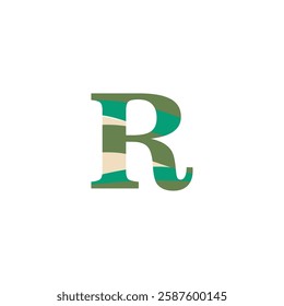 Letter R with abstract pattern