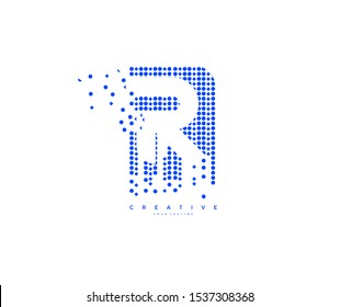 Letter R Abstract Rectangle Shapes Pixel Logotype
