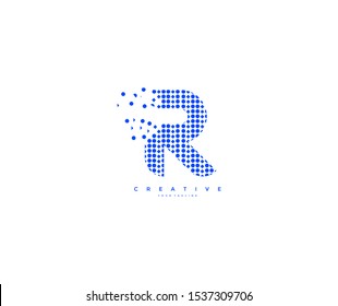 Letter R Abstract Rectangle Shapes Pixel Logotype