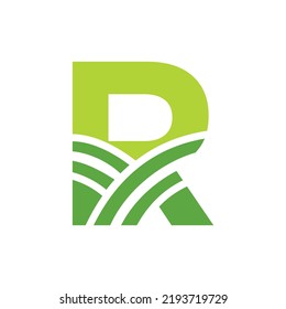 Letter R Agriculture Logo. Agro Farm Logo Based on Alphabet for Bakery, Bread, Cake, Cafe, Pastry, Home Industries Business Identity