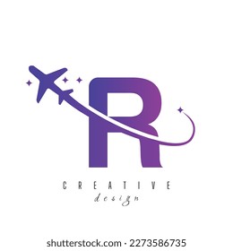 Letter R With Air Travel Logo Design Template