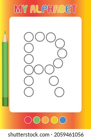 Letter R Alphabet Coloring Pages Printable Dot a Dot Preschool Activity 