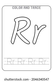 Letter R Alphabet Coloring Tracing Preschool Stock Vector (Royalty Free ...