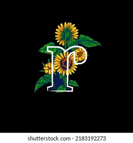 Letter r in Alphabet With Summer Themed Sunflower