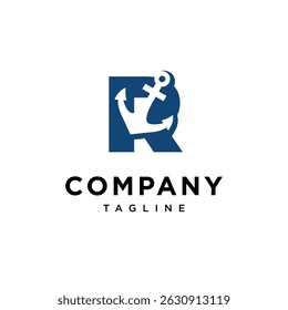 Letter R Anchor Logo Icon Vector