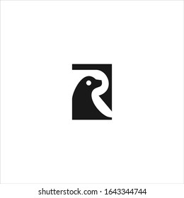 Letter R Animals Abstraktes Logo Symbol Vorlage Design in Vektorillustration Illustration. Schwarzes Logo und weißer Hintergrund 