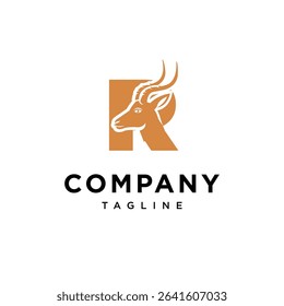 Letter R Antelope Logo Icon Vector