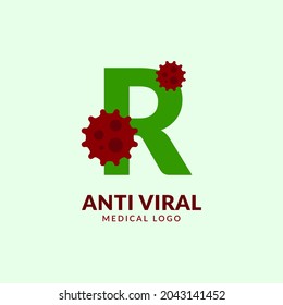 letter R antiviral medical and healthcare vector logo design