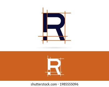 Letter R architecture logo design. Vector combination of construction and letter
