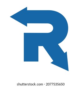 letra R dirección de flecha logo diseño del vector del alfabeto