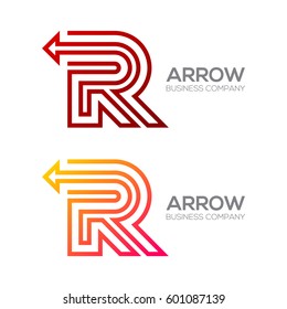 Letter R with Arrow, Exchange, Finance, Business, Moving, Forward Logotype