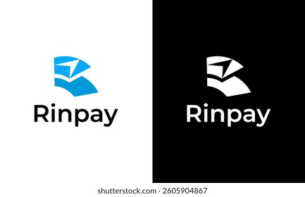 Letter R arrow and financial app icon logo design template vector
