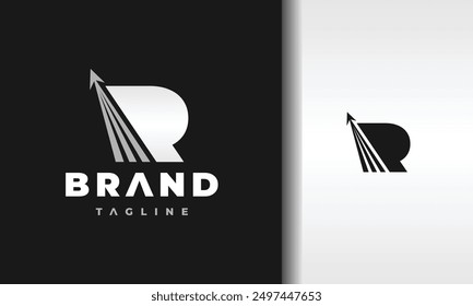 letter R arrow up logo