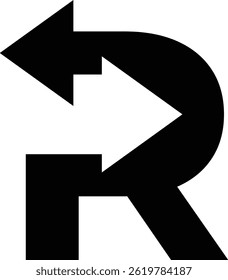 Buchstabe R mit Pfeillogo