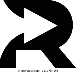 Buchstabe R mit Pfeillogo