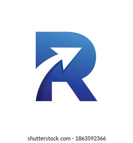 letter r arrow logo concept
