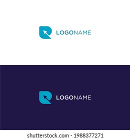 Letter R with Arrow Up Logo Concept Icon Vector Design