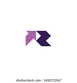 Letter R with arrow logo design vector template