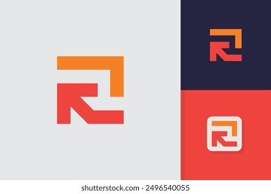 letter r arrow logo design vector template