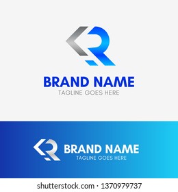 Letter R Arrow Logo template element symbol in blue color