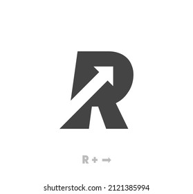 Letter R arrow logo template vector eps. Unique logo. vector abstract letter simple arrow target icon. Rising arrow.