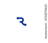 Letter R Arrow Logo vector Design icon lineart