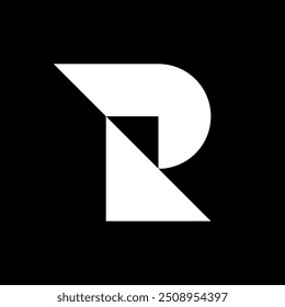 Letter R arrow minimal negative space logo