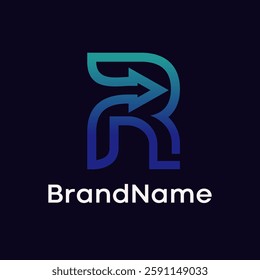 Letter R Arrow Modern Logo Design