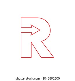 letter r with arrow thin line logo vector
