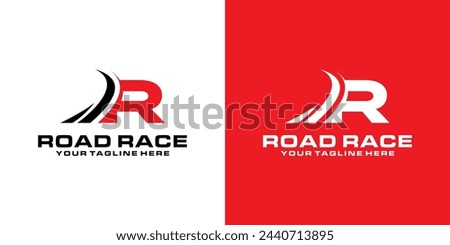 letter R and asphalt road logo design, racing logo, for automotive, racing, sports [[stock_photo]] © 