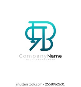 Letter R and B logo design combination, line style