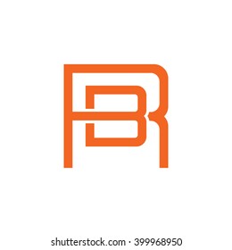letter R and B monogram square shape logo orange