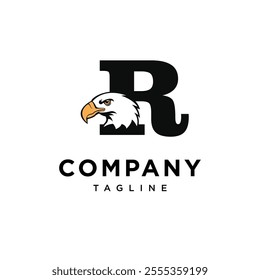 Letter R Bald Eagle Logo Icon Vector