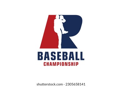 Letter R with Baseball Logo Design. Vector Design Template Elements for Sport Team or Corporate.