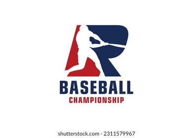 Letter R with Baseball Logo Design. Vector Design Template Elements for Sport Team or Corporate.