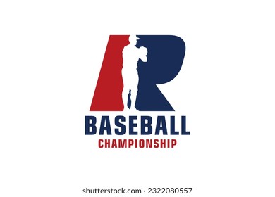 Letter R with Baseball Logo Design. Vector Design Template Elements for Sport Team or Corporate.