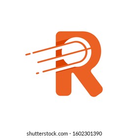 letter R with basketball ball logo design