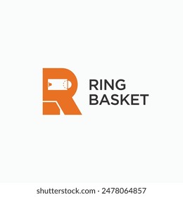 Letter R with basketball court logo design concept. Vector illustration