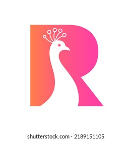 Letter R Beautiful Peacock Logo Template Vector Template Colorful Logotype