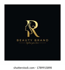 Letter R Beauty Face, Hair Salon Logo Design