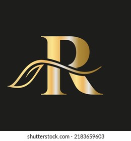 Letter R Beauty Flower Luxury Logo with Creative Concept Elegant, Beauty, Salon, Spa, Fashion and Yoga Sign Vector Template