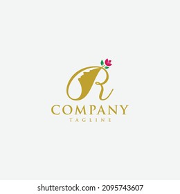 Letter R beauty Logo Design Vector Icon, Gold, beauty industry and cosmetics business, natural,spa salons and clinics