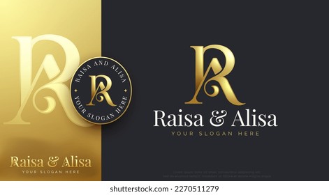 letter a r beauty salon monogram serif logo design