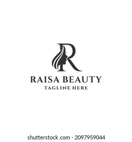 letter r and beauty woman logo concept