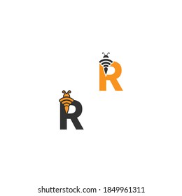 Letter R bee icon  creative design logo illustration