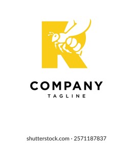 Letter R Bee Logo Icon Vector