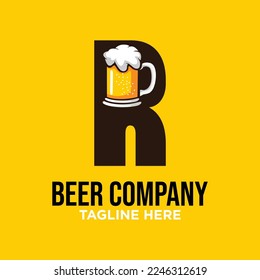 Letter R Beer Logo Design Template Inspiration, Vector Illustration.